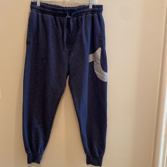 True Religion Relaxed Sweatpants Loungwear Pants Navy Silver Big Logo Size LARGE - Picture 4 of 7